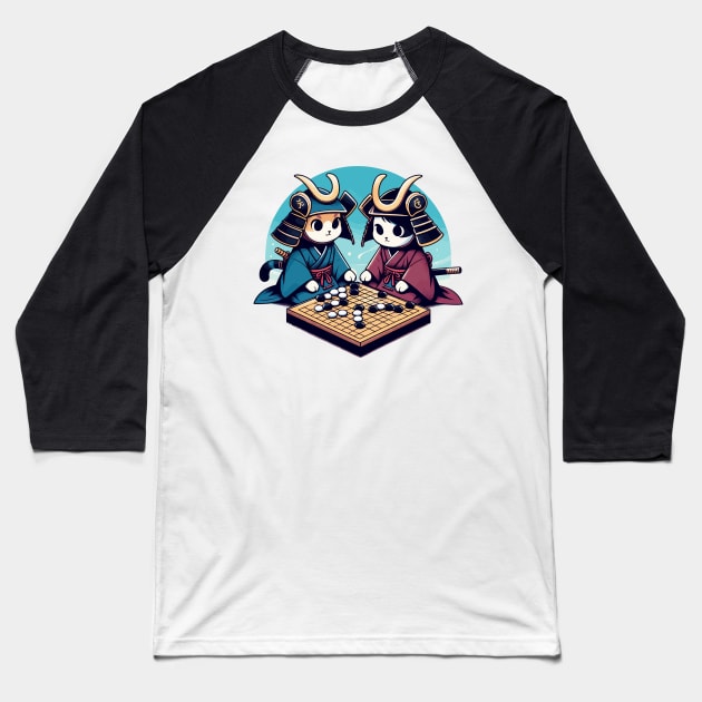 Kawaii cat samurais go board game baduk Baseball T-Shirt by TomFrontierArt